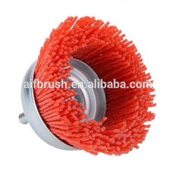 Long Service Life Dril Dril Abrasive Nylon Pincel Copa de 75 mm para pulido de madera